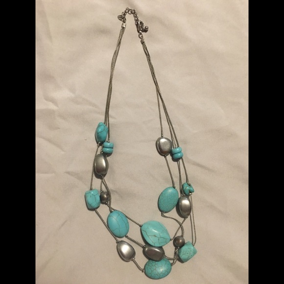 Double turquoise and sliver necklace - Picture 1 of 1